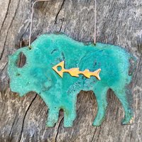 Buffalo Bison Kupfer Grünspan Weihnachtsverzierung - Handgefertigt in The Copper State | Arizona Usa Dos Damas Designs von dosdamasdesigns