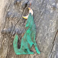 Coyote Wolf Howl Moon Kupfer Grünspan Weihnachtsverzierung - Handgefertigt Im Kupferzustand | Arizona Usa Dos Damas Designs von dosdamasdesigns