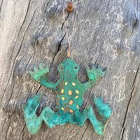 Froschkröte Kupfer Grünspan Weihnachtsverzierung - Handgefertigt in The Copper State | Arizona Usa Dos Damas Designs von dosdamasdesigns