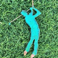 Golfer Golfing Kupfer Grünspan Weihnachtsverzierung - Handgefertigt in The Copper State | Arizona Usa Dos Damas Designs von dosdamasdesigns