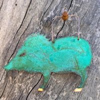 Javelina Wildschwein Rasierklinge Kupfer Grünspan Weihnachtsverzierung - Handgefertigt in The Copper State | Arizona Usa Dos Damas Designs von dosdamasdesigns