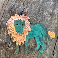 Lion Kupfer Grünspan Ornament - Handgefertigt in The Copper State | Arizona Usa Dos Damas Designs von dosdamasdesigns