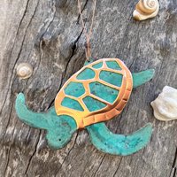 Sea Turtle Kupfer Grünspan Ornament - Handgefertigt in The Copper State | Arizona Usa Dos Damas Designs von dosdamasdesigns