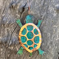 Turtle Tortoise Desert Land Kupfer Grünspan Weihnachtsverzierung - Handgefertigt in The Copper State | Arizona Usa Dos Damas Designs von dosdamasdesigns