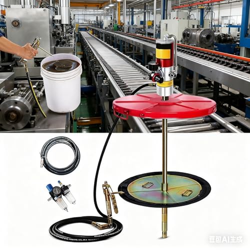 50:1 pneumatische Hochdruck-Fettpumpe mit Deckel und Folgeplatte für 55-Gallonen-Eimer, 16 Fuß Hochdrucköl, 0,85 l/min, automatischer Hochdruck-Fetteinspritzer 50:1 pneumatische Hochdruck-Fettpumpe mit Deckel und Folgeplatte für 55-Gallonen-Eimer, 16 Fuß Hochdrucköl, 0,85 l/min, automatischer Hochdruck-Fetteinspritzer von dosiwlatever