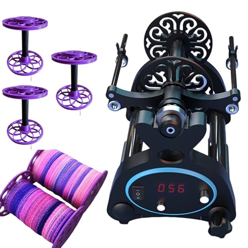 dosiwlatever 12V Electric Yarn Winder, Garnwickelmaschinen, 3 kleine Spulen, 800 U/min, Vorwärts- und Rückwärtsdrehen, Verzwirnen und Verdrehen von Wolle, Baumwolle und Fasern zu Garn,Black von dosiwlatever