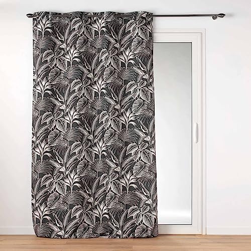 douceur d'intérieur Cabana Ösenvorhang (140 x 280 cm), Schwarz, bedrucktes Polyester von Douceur d'Intérieur