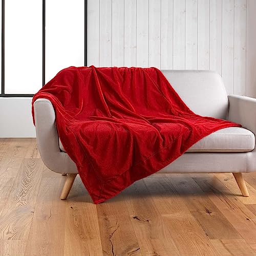 douceur d'intérieur Caresse Plaid (180 x 220 cm), Rot, Kunstfell von Douceur d'Intérieur