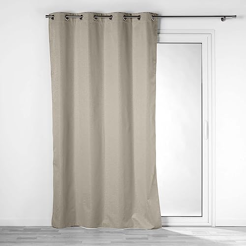Douceur d'Intérieur Darko Ösenvorhang (140 x 260 cm), Haselnuss, 100 Prozent verdunkelnd, Jacquard von Douceur d'Intérieur