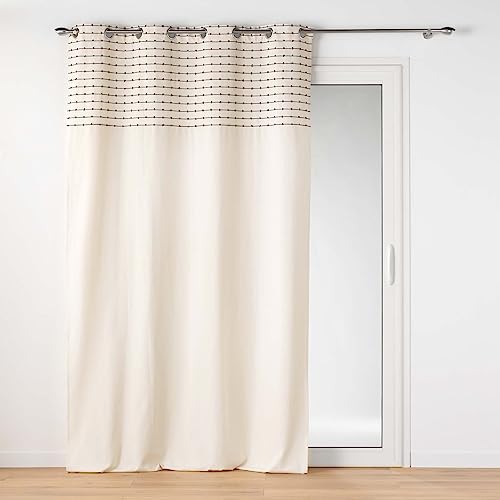 Douceur d'Intérieur Linechic Ösenvorhang (140 x 240 cm), Natur, recycelte Baumwolle und abgeschnittene Fäden von Douceur d'Intérieur