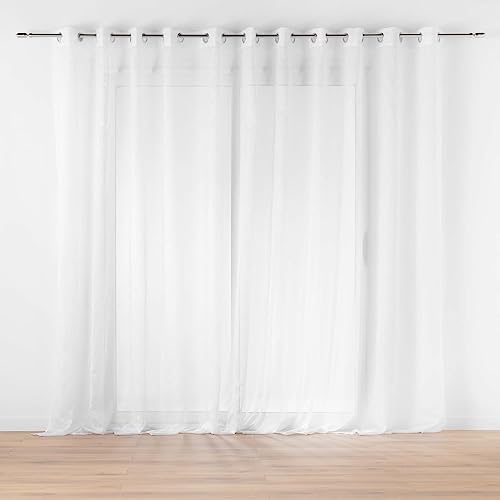 douceur d'intérieur Lissea Ösenvorhang, durchscheinend (400 x 240 cm), Weiß, Sablé-Voile von Douceur d'Intérieur