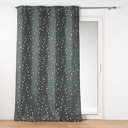 Douceur d'Intérieur Sakura Ösenvorhang (140 x 260 cm), Anthrazit, bedrucktes Polyester von Douceur d'Intérieur
