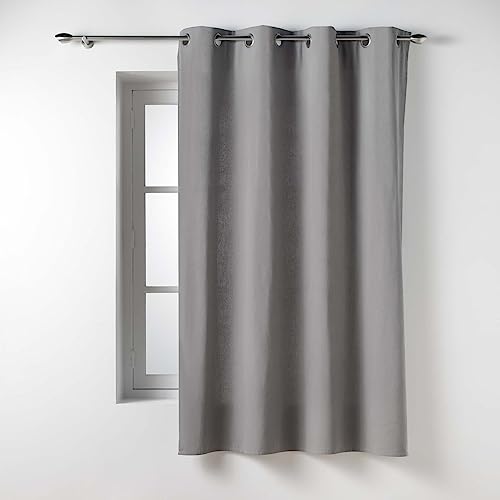 Douceur d'Intérieur Twily Ösenvorhang (135 x 180 cm), Grau, Baumwolle/Recycling-Polyester von Douceur d'Intérieur