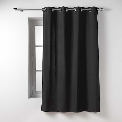 Douceur d'Intérieur Twily Ösenvorhang (135 x 180 cm), Schwarz, Baumwolle/Recycling-Polyester von Douceur d'Intérieur