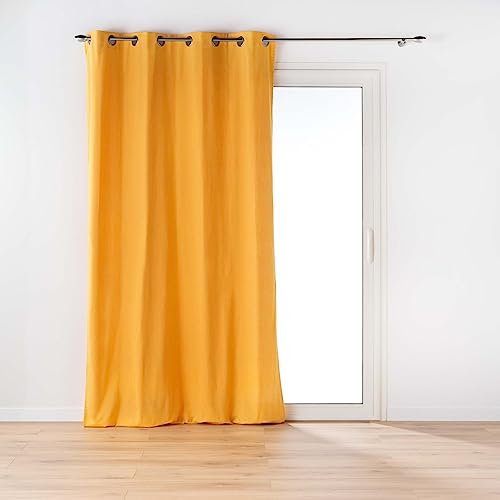 Douceur d'Intérieur Twily Ösenvorhang (135 x 260 cm), Gelb, Baumwolle/Recycling-Polyester von Douceur d'Intérieur