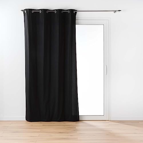 Douceur d'Intérieur Twily Ösenvorhang (135 x 260 cm), Schwarz, Baumwolle/Recycling-Polyester von Douceur d'Intérieur