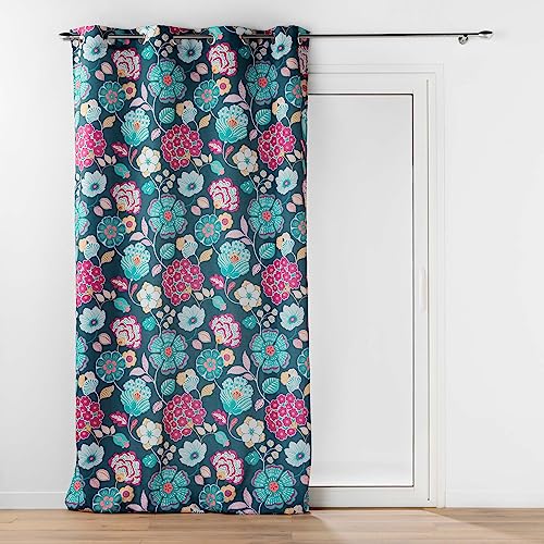 Douceur d'Intérieur Winteria Ösenvorhang (140 x 260 cm), Blau, bedrucktes Polyester von Douceur d'Intérieur