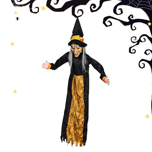 Doyandader Halloween Hängende Hexe, Animierte Hängende Sprechende Halloween-Hexe Mit Leuchtenden Augen, Halloween Deko Outdoor, Augen Für Im Freien, Rasen, Hof Doyandader Halloween Hängende Hexe, Animierte Hängende Sprechende Halloween-Hexe Mit Leuchtenden Augen, Halloween Deko Outdoor, Augen Für Im Freien, Rasen, Hof von doyandader