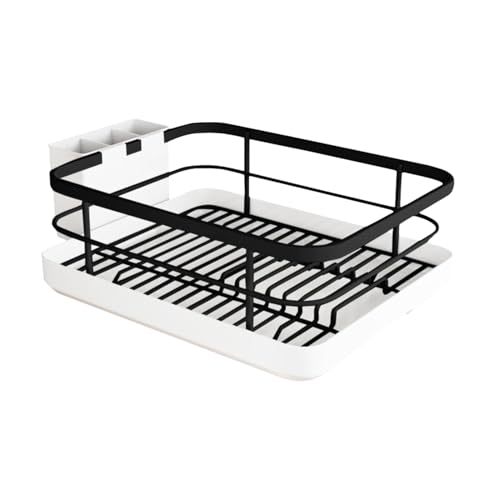 doyandader Abtropfgestell, rostfreies Abtropfgestell mit Utensilienhalter, kompakter Utensilienkorb, platzsparendes Design für Zuhause, Familie, Wohnmobil, Schrank, Innen-Arbeitsplatte von doyandader