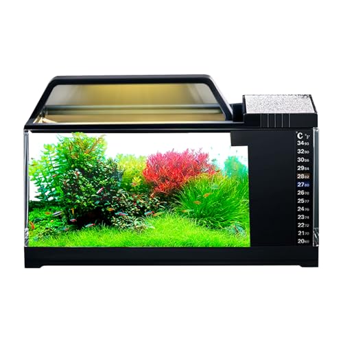 doyandader Betta Aquarium, Aquarien mit LED-Lichtfilter – intelligente Temperaturüberwachung, leises Pump-Filtrationssystem, Kit für Schlafzimmer, Wohnzimmer, Schreibtisch von doyandader