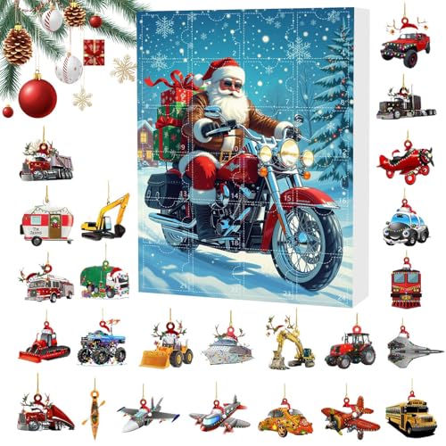doyandader Christmas Countdown | 24 Fächer Adventskalender | Santa Transport Design Acryl Deko | Für Garten Haustür Festbaum Weihnachtsgeschenke von doyandader