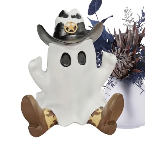 doyandader Cowboy Geisterstatue, Halloween Geisterstatue, Halloween Figuren, Statue Geist Figur Ghost Kit Decor Outdoor & Indoor Geist Mit Kapuze, Für Büro Schreibtisch Bücherregal von doyandader