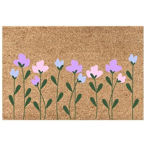 doyandader Fußmatte für den Außenbereich, Blumendruck, 40,6 x 61 cm, Hello Summer Door, rutschfester Outdoor-Teppich, Willkommensmatten für Vorderseite, Teppich Sommer von doyandader