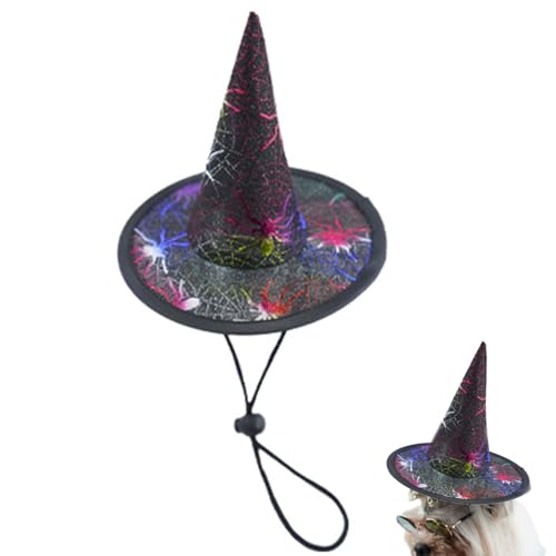 doyandader Halloween-Hundehut, Hexe, Haustier-Kostüme, Netzstoff, verstellbarer Riemen, Kopfbedeckung für Katzen, große und mittelgroße Rassen, Foto-Requisiten, Party, Erntedankfest, Weihnachten von doyandader