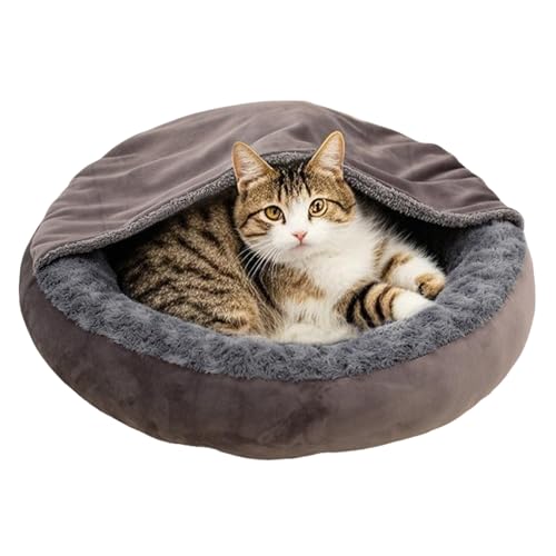 doyandader Katzenbetten | Hundebett mit Höhlenüberzug | Rundes Donut Warmes Haustierzubehör Mit Umrandung Zur Beruhigung Von Jungtieren Für Draußen Und Winter Schlafplatz von doyandader