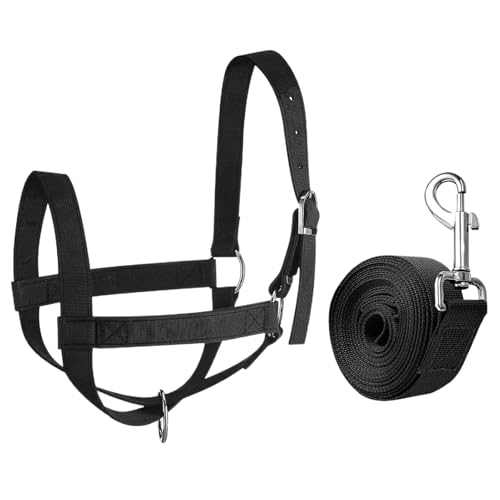 doyandader Kuhhalfter für – Fohlenhalfter mit Führseil – verstellbare, robuste Nylon-Ausrüstung für Ranch-Hof, Rasen, Grasland, Viehhandhabungstraining von doyandader