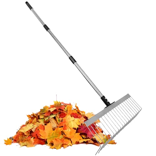 doyandader Rasenrechen,Landschaftsharke Mit 21 Stahlzinken | Laubsammler Werkzeug Zum Vertikutieren, Mähen, Reinigen Für Gartenpflege Und Hinterhofrasenpflege von doyandader