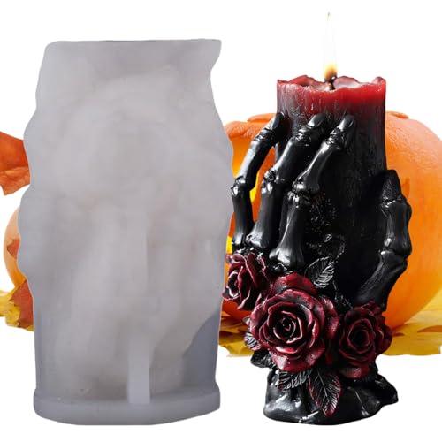 doyandader Schädel Kerzenform,3D Geisterhand Schädel Silikonform | Halloween Deko Partyzubehör Für Erwachsene Frauen Männer Kinder Familie Freunde Teens von doyandader