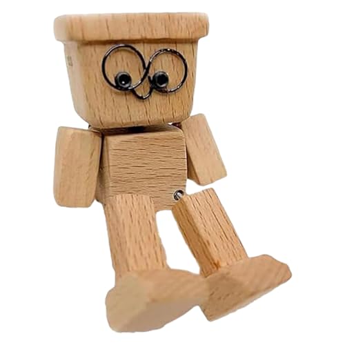 doyandader Shaking Feet Wooden Doll, Shaking Wooden Man Figurine Handmade, Funny Wood Desktop Decor, Creative Car Motion Activated Ornament, Handmade Portable Dashboard Decor von doyandader