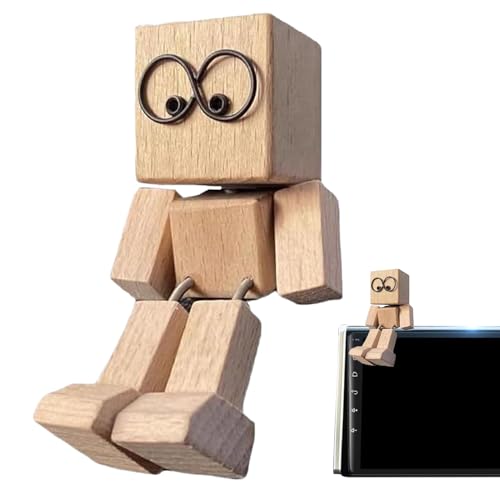 doyandader Shaking Feet Wooden Doll, Shaking Wooden Man Figurine Handmade, Funny Wood Desktop Decor, Creative Car Motion Activated Ornament, Handmade Portable Dashboard Decor von doyandader