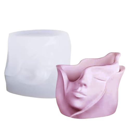 doyandader Silikone Vasenform,3D Menschengesicht Kunst Silikon Topfform | Multifunktion Deko Aufbewahrungsform Für Seifen & Mehr von doyandader