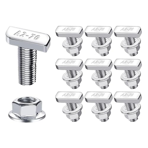 doyandader T-Nuten Und Schrauben | Edelstahl T-Kopf Hammerkopfschrauben Mit | Rostbeständige Verbindungselemente Für Möbel Türen Solarpanel Montage von doyandader