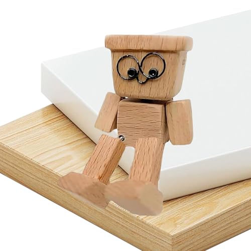 doyandader Wackelnder Holzmann, Figuren Deko Für Tisch, Schüttelnde Holzmann Figur, Shaking Wooden Man Figurine, Holzfigur Mit Wackelbeinen,für Reisen, Pendeln Und Zuhause (Nicht Magnetisch) von doyandader