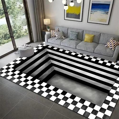 doyouwantmore 3D Illusion Teppich Optische Täuschung Schwarz und Weiß 80*120cm Modern Unisex Wohnzimmer Schlafzimmer Esszimmer Badezimmer Küchenmatte von doyouwantmore