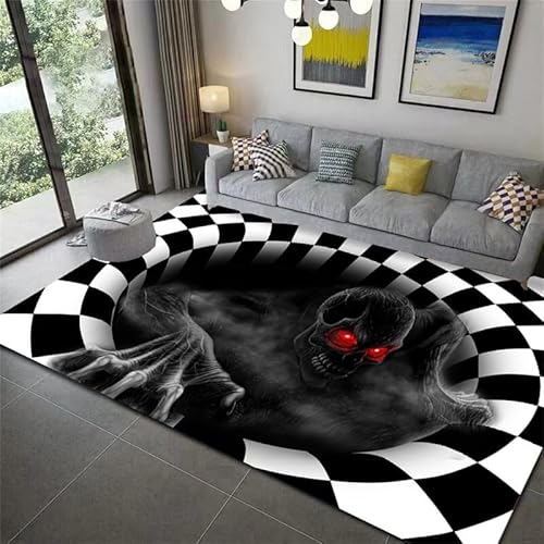 doyouwantmore 3D Wirbel Teppich Optische Täuschung Schwarz-Weiß 120x180cm Moderner 3D Swirl Teppich für Zuhause, Schlafzimmer, Wohnzimmer, Badezimmer von doyouwantmore