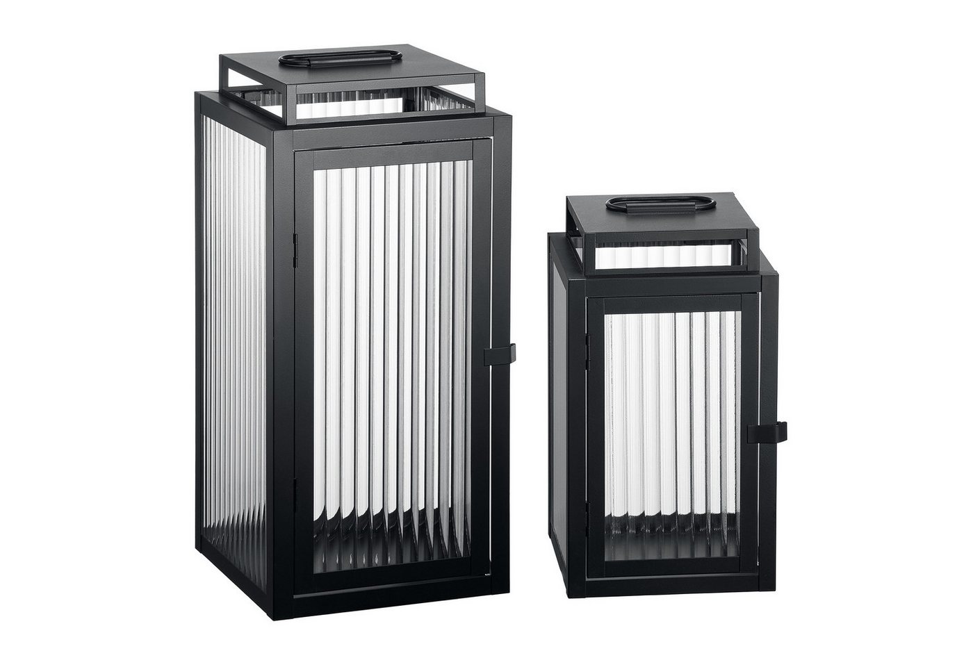 draadwerk® Windlicht Laternen 2er Set mit geriffeltem Glas von draadwerk®