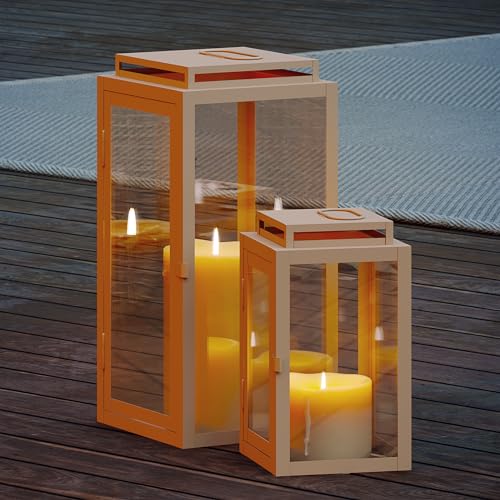 draadwerk® Laternen 2er Set | Wohndekoration für Innen & Außen | Große Outdoor-Windlichter | Designer Dekoration für Wohnzimmer, Balkon & Garten (Creme weiß) von draadwerk