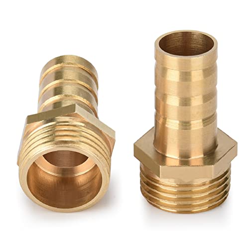 Drado Schlauchtülle aus Messing, Messing Schlauchanschluss Widerhaken Rohr Stecker Adapter Verschraubung 1/2" AG x 1/2" Tülle (14mm) 2 Stück von drado