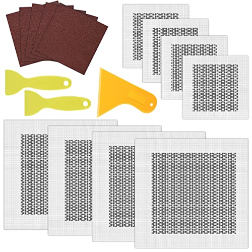 Drado Wandreparatur Patch—Wand Füller, 8 Stück quadratische Selbstklebender Aluminium Patch, 3 Stück Kunststoffschaber und 5 Stück Schleifpapier von drado