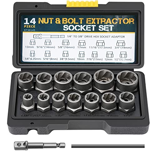 drado 14-teiliges Muttern Entferner Set, Schraubenausdreher/Linksausdreher set, Schraubenbolzen-Muttern-Entferner-Steckschlüssel-Werkzeug-Set von drado