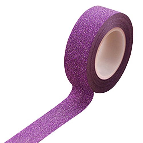 Dragonaur dekoratives Klebeband, Washi-Tape, 10 m, mit Glitzer, Washi-Papier, klebend, zum Abkleben und Basteln, violett, M von dragonaur