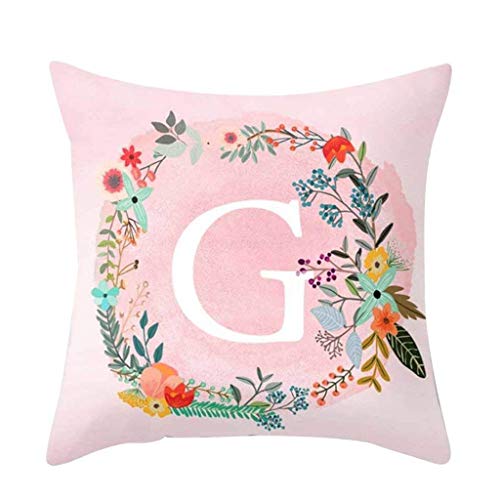 dragonaur Kissenbezug mit rosa Buchstaben, für Sofa, Bett, Auto, Heimdekoration, Größe G (einfarbig) von dragonaur