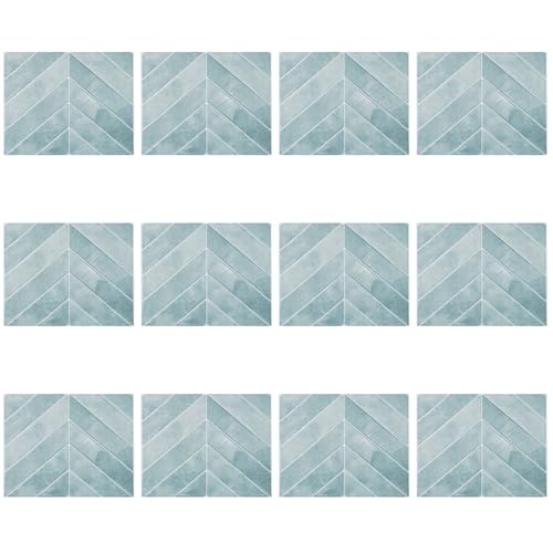 drburpily Fischgrätenmuster Wandfliesen Küchendekor mit Klebefliesen Küche 3D Fliesenaufkleber PVC Selbstklebend, SCQ1758 2 (22.9 x 29 cm), 12 Stück von drburpily