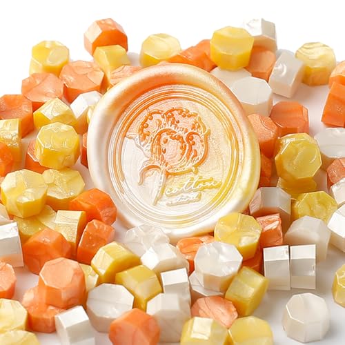 drburpily Retrowachs Wachsfarbblock violett rosa und Wachsperlen Wachssiegel Retrowachs Dekoumschläge, Geschenkverpackung, Orangefarbene Serie von drburpily