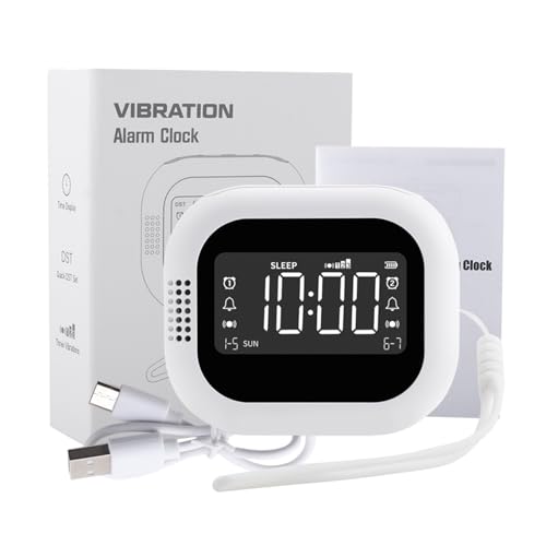 drburpily Wiederaufladbarer Vibrationswecker mit weißem Rauschen für Menschen mit Hörbehinderungen, Wochenanzeige, leistungsstarkes Wecktool für Studenten drburpily Wiederaufladbarer Vibrationswecker mit weißem Rauschen für Menschen mit Hörbehinderungen, Wochenanzeige, leistungsstarkes Wecktool für Studenten von drburpily