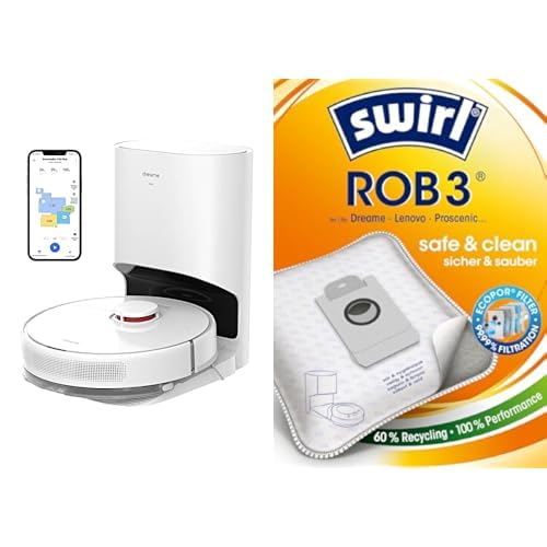 dreame D10 Plus Staubsauger + 8 Swirl ROB3 Staubsaugerbeutel - Perfekte Kombination für Sauberkeit & 99,99% Feinstaubfilterung von dreame